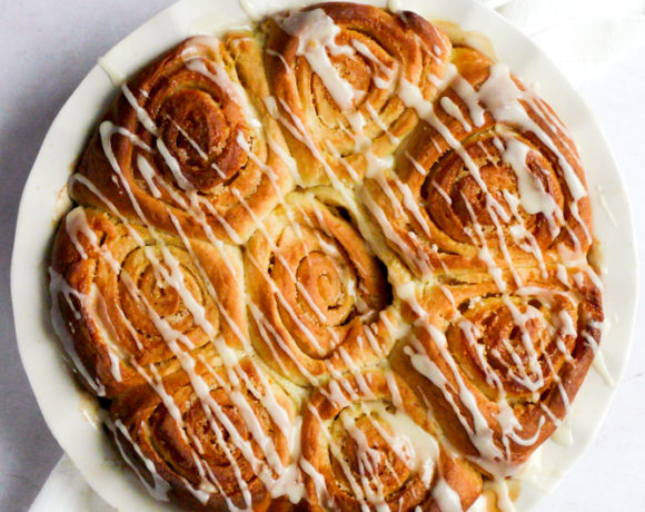 Cara Cara Orange Rolls topped with Glaze