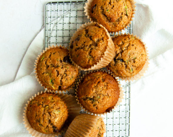 Brown Butter Zucchini Muffins laid out