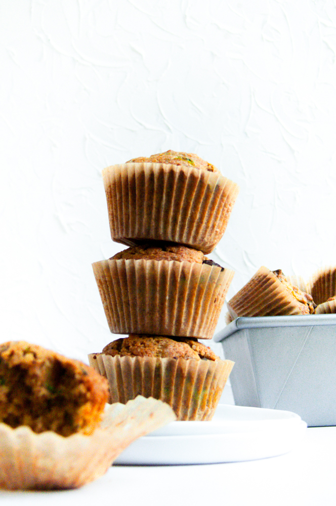 Brown Butter Zucchini Muffins Stacked